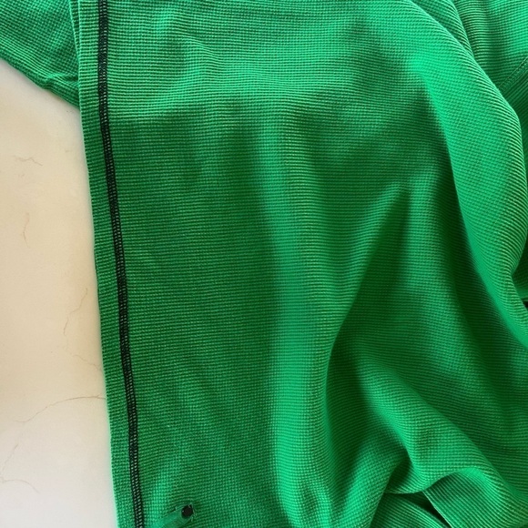Lauren Ralph Lauren Kelly Green Waffle Weave Quarter Zip High Collar/PL - Picture 10 of 12
